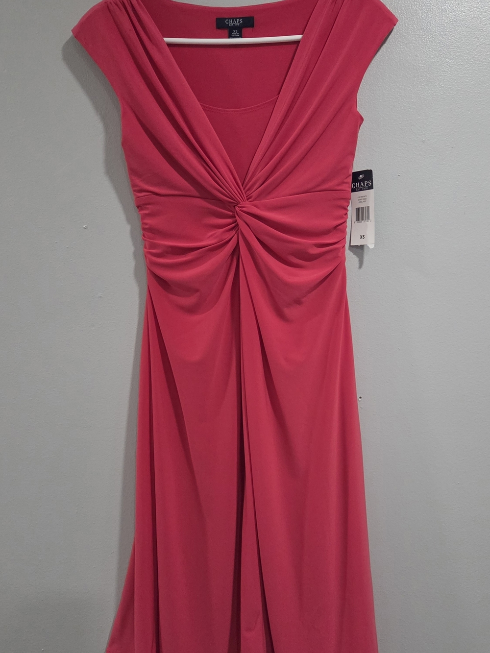 Chaps Knot-Front Cap Sleeve Dress in Raspberry Pink - Picture 4 of 5